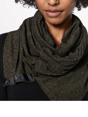 lululemon athletica Olive Green Knit Vinyasa Scarf Wrap with Snap Detail